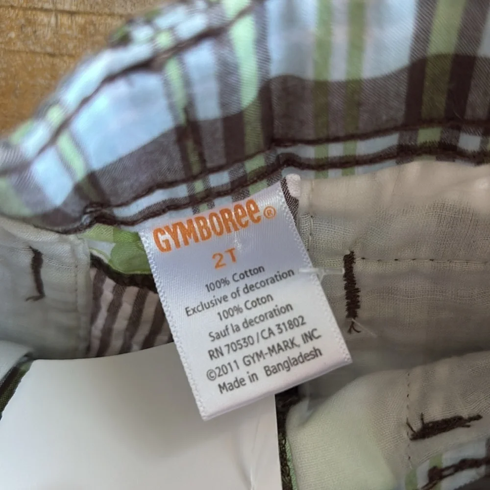 NWT Gymboree Boys Plaid Turtle Shorts 2t